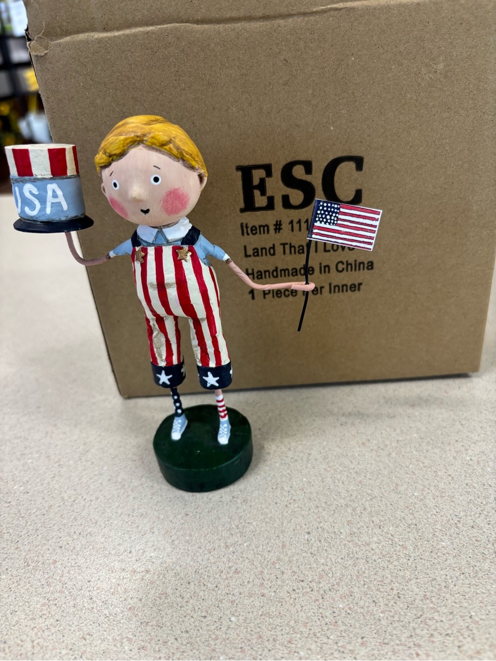 Lori Mitchell Patriotic Boy Cake Topper - Red, White & Blue